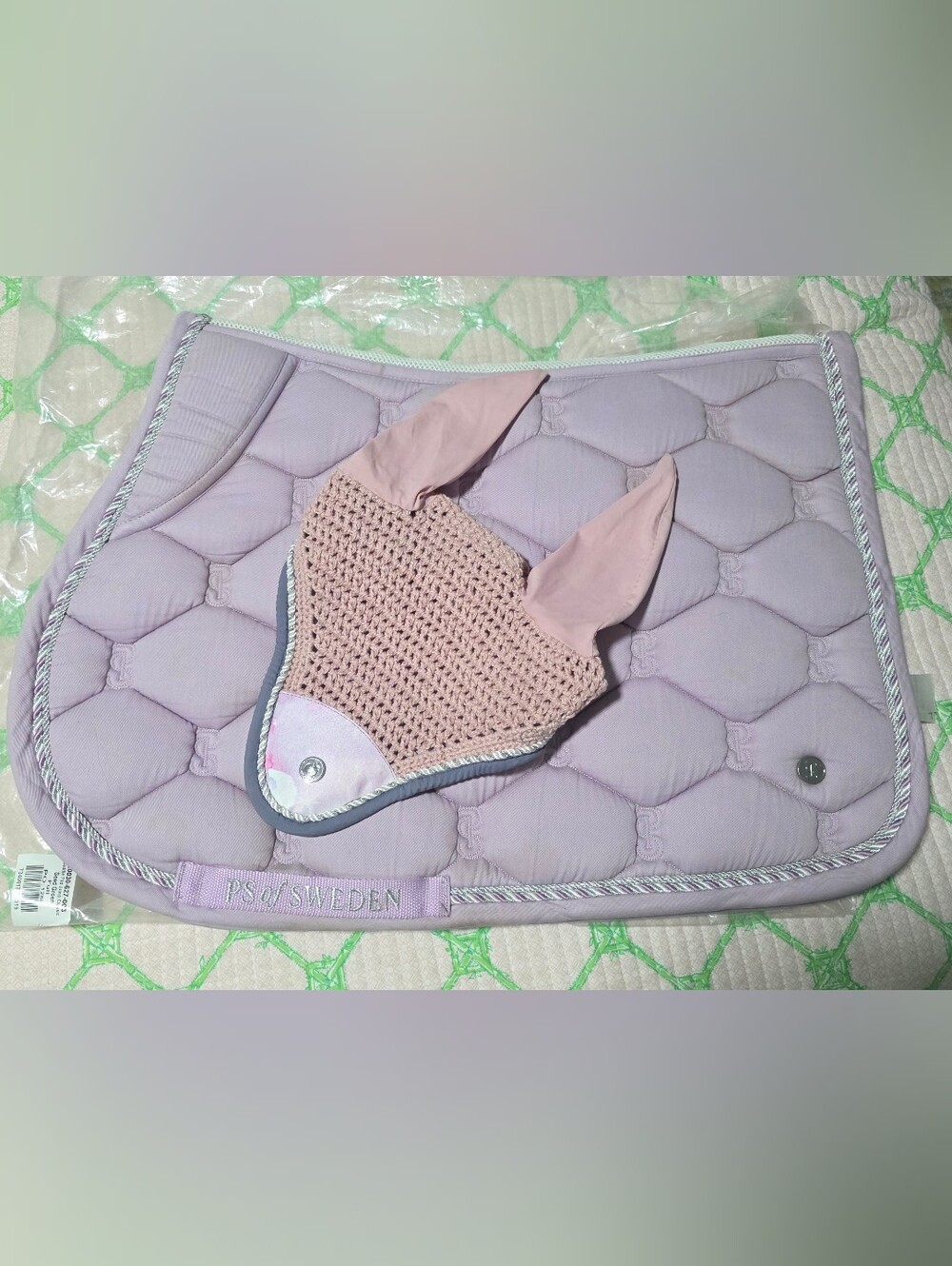 Ps Of Sweden orchid Full Jump Saddle Pad With Matchy Bonnet Large- EUC